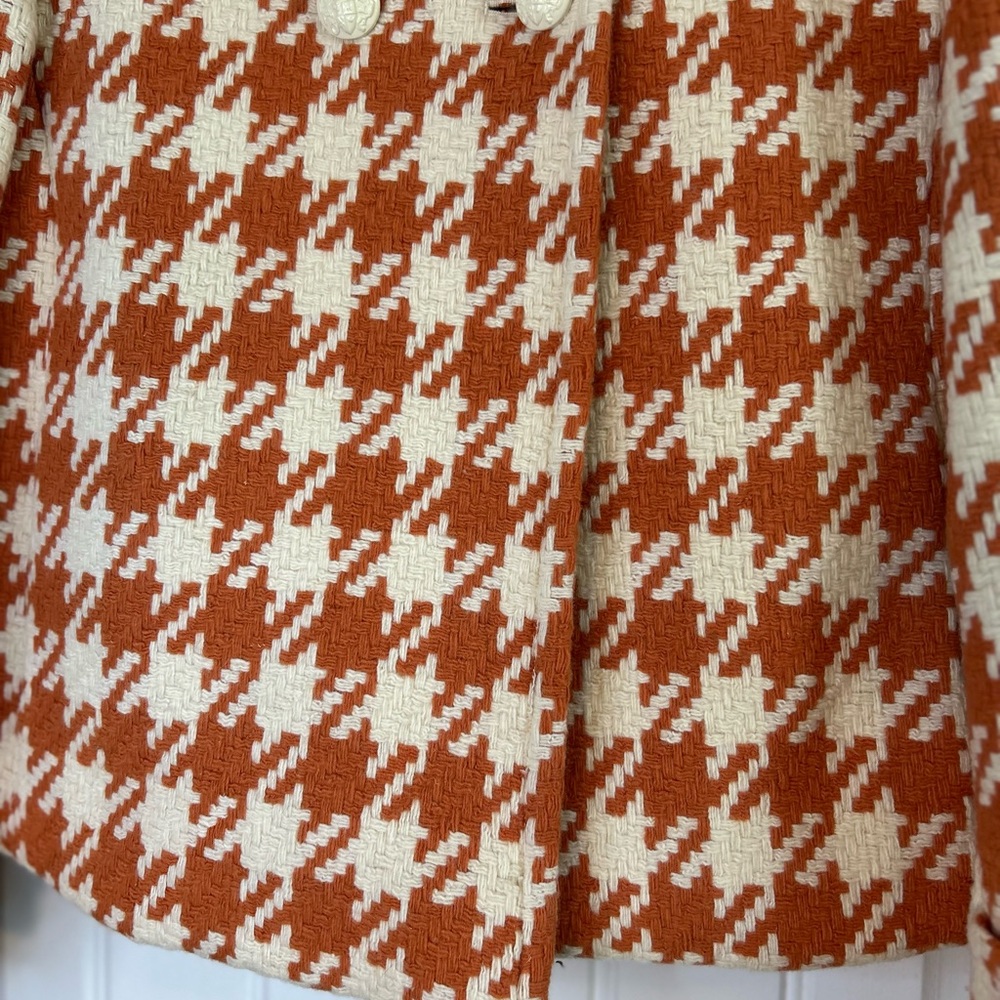 J.Crew Italian Houndstooth Greta Coat Orange & White Women’s Size Regularly $375 - Picture 8 of 14